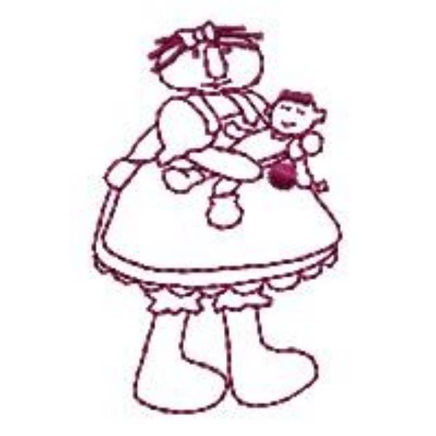 Picture of Redwork Annie & Doll Machine Embroidery Design