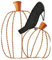 Halloween Pumpkins & Crow Machine Embroidery Design