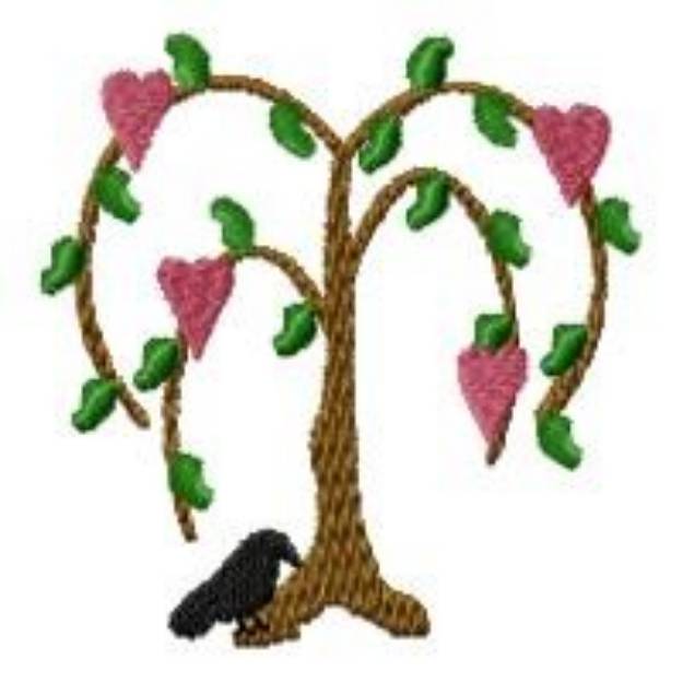 Picture of Country Hearts Tree Machine Embroidery Design