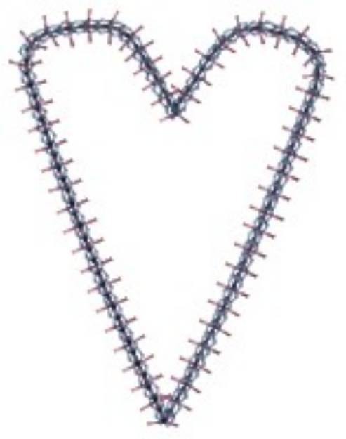 Picture of Stitched Heart Outline Machine Embroidery Design