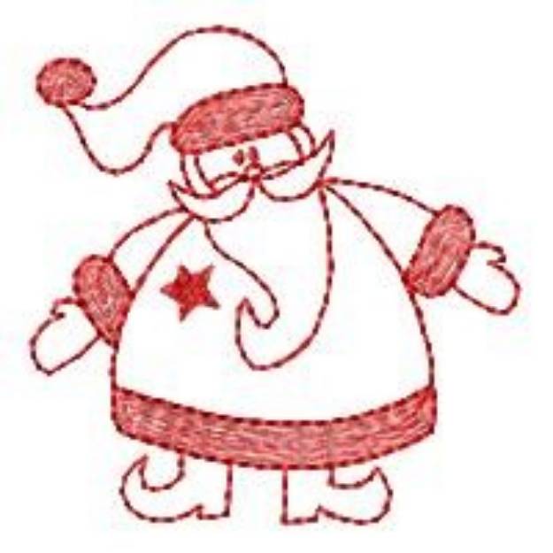 Picture of Redwork Santa Machine Embroidery Design