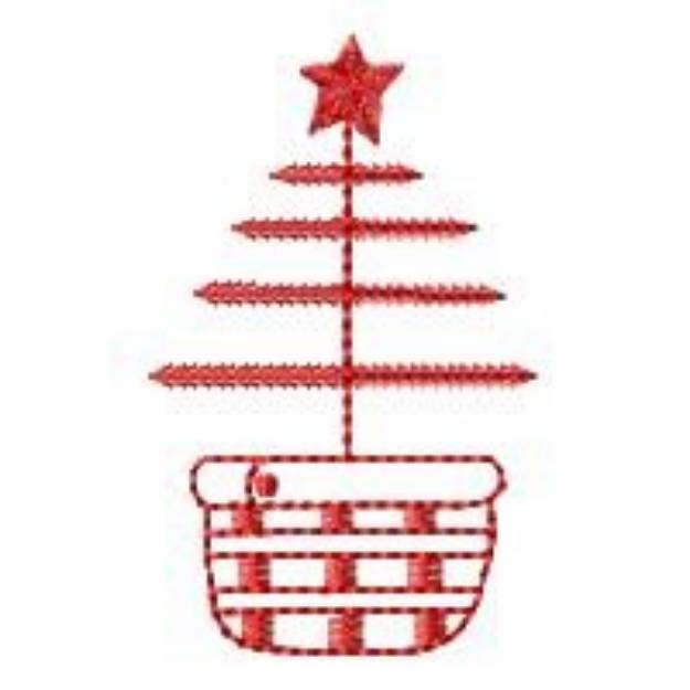 Picture of Redwork Christmas Tree Machine Embroidery Design