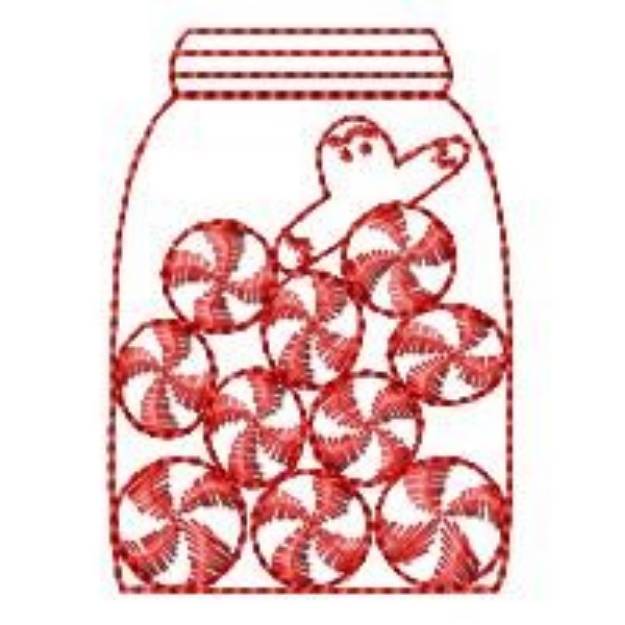 Picture of Redwork Christmas Candies Machine Embroidery Design