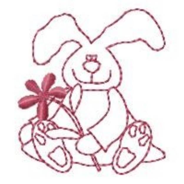 Picture of Redwork Easter Bunny Machine Embroidery Design