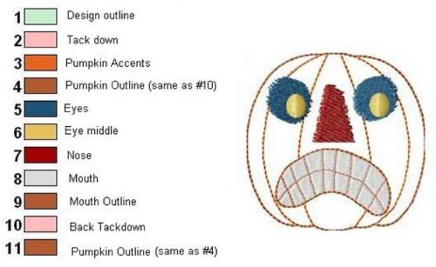 Picture of Sad Jack-O-Lantern Machine Embroidery Design