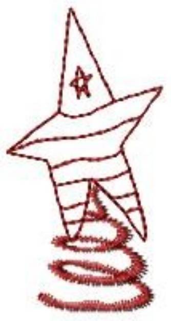 Picture of Patriotic Redwork Springy Star Machine Embroidery Design