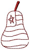Patriotic Redwork Pear Machine Embroidery Design