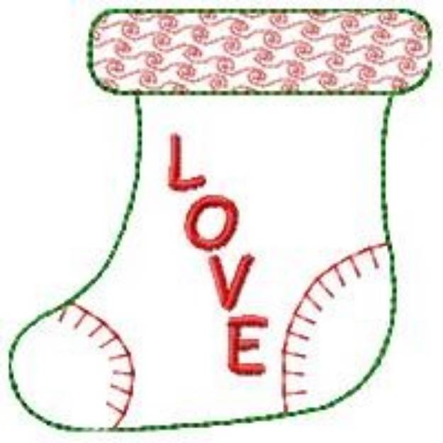 Picture of Christmas Stocking Love Machine Embroidery Design