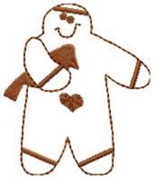 Picture of Gingerbread Man & Bird Machine Embroidery Design