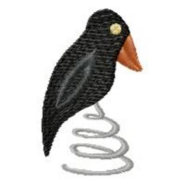 Picture of Crow On A Spring Machine Embroidery Design