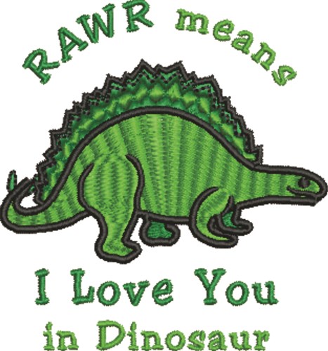 Dinosaur Love Machine Embroidery Design