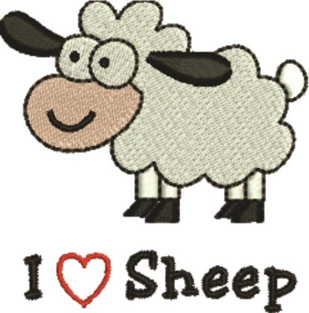 Picture of I Love Sheep Machine Embroidery Design