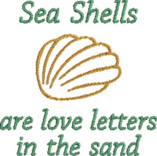 Picture of Seashells Are Love Letters Machine Embroidery Design