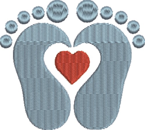 Boy Footprints Machine Embroidery Design