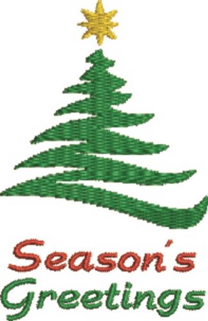 Picture of Seasons Greetings Tree Machine Embroidery Design