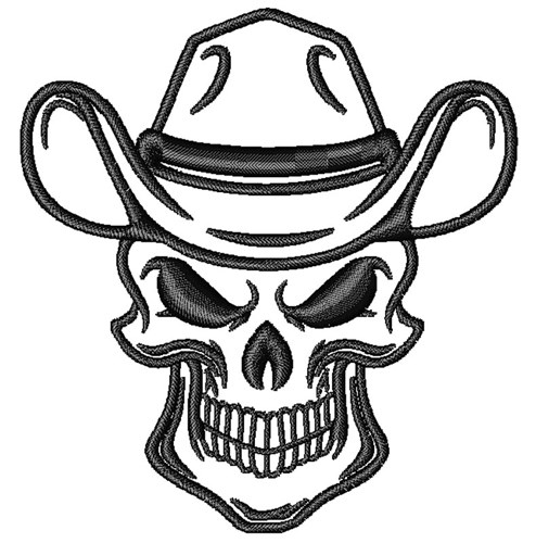 Cowboy Skull Outline Machine Embroidery Design