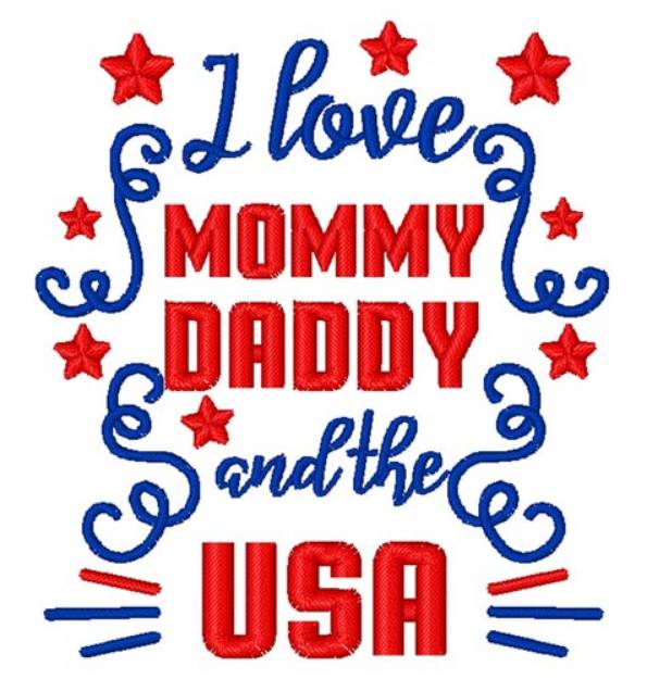 Picture of Mommy Daddy USA Machine Embroidery Design