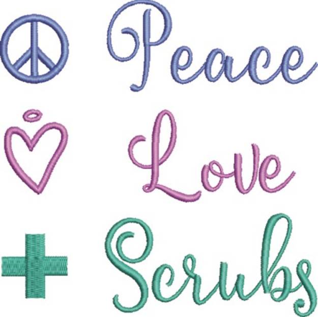 Picture of Peace Love Scrubs Machine Embroidery Design