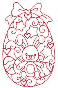 Picture of Bunny Redwork Egg Machine Embroidery Design