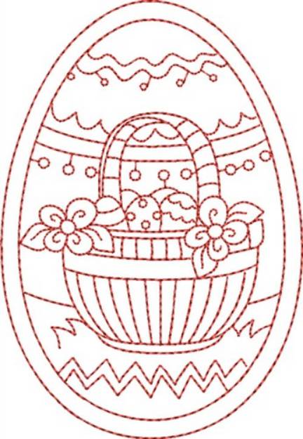 Picture of Redwork Easter Basket Machine Embroidery Design