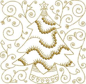 Picture of Christmas Tree Quilt Block Machine Embroidery Design