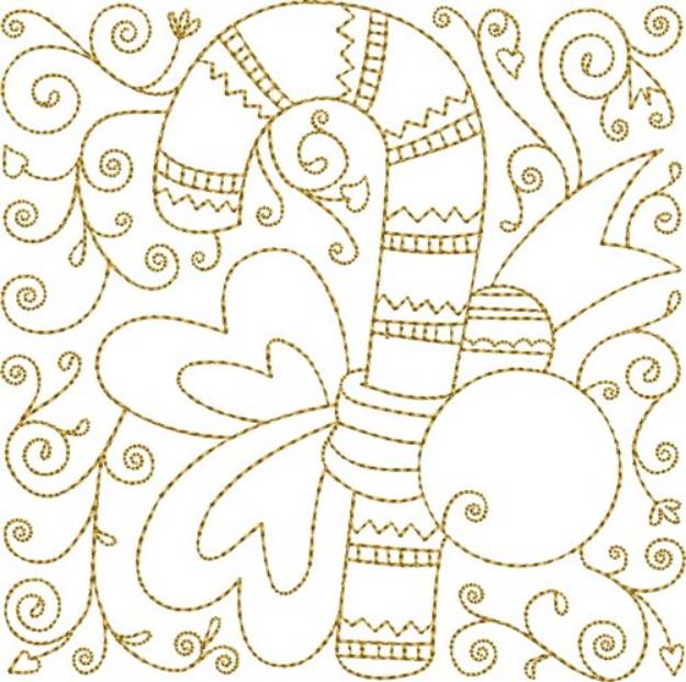 Picture of Candy Cane Quilt Block Machine Embroidery Design