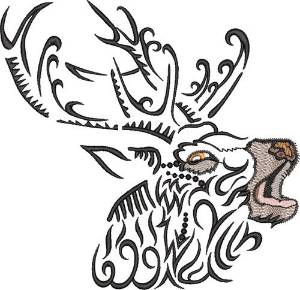 Picture of Elk Head Machine Embroidery Design