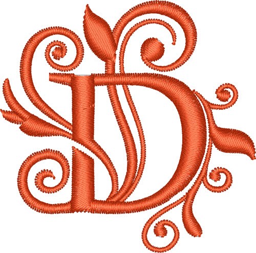 Elegant Monogram Font D Machine Embroidery Design