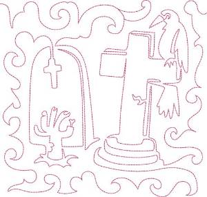 Picture of Free Motion Graveyard Machine Embroidery Design