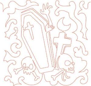 Picture of Free Motion Coffin Machine Embroidery Design
