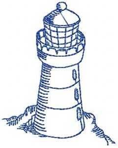 Picture of Redwork Lighthouses Machine Embroidery Design