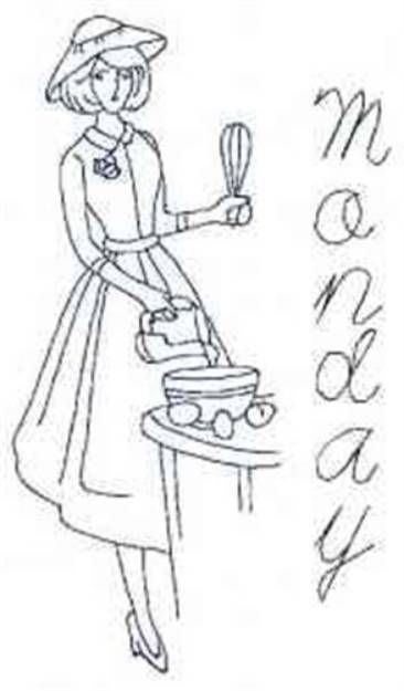 Picture of Monday Lady Machine Embroidery Design