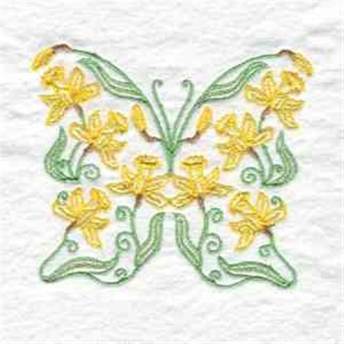 Daffodil Butterfly Machine Embroidery Design