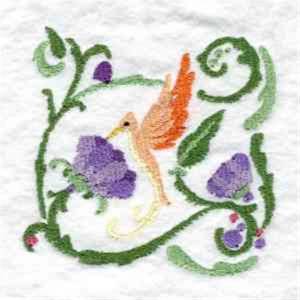 Picture of Hummingbird Flower Machine Embroidery Design