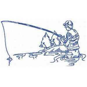 Picture of Redwork Fisherman Machine Embroidery Design