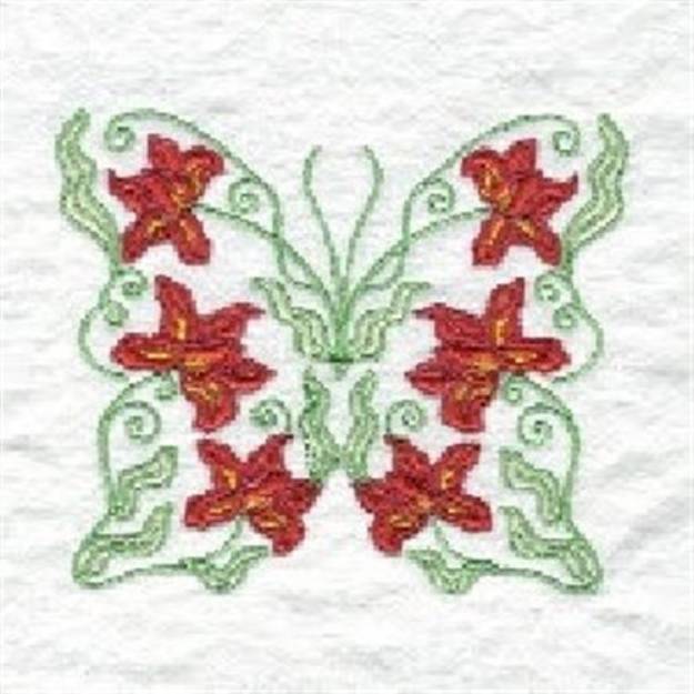 Picture of Flower Butterfly Machine Embroidery Design