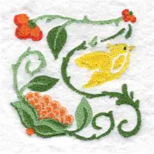 Floral Bird Machine Embroidery Design
