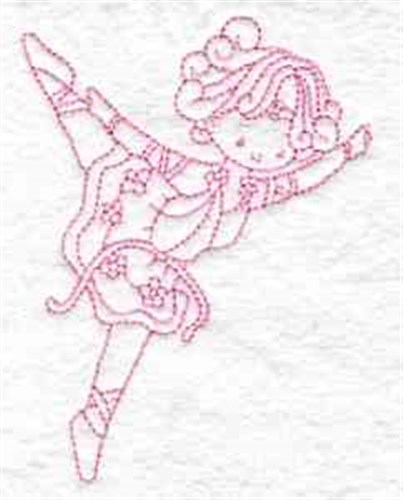 Redwork Dancing Girl Machine Embroidery Design