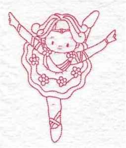 Picture of Redwork Ballerina Machine Embroidery Design