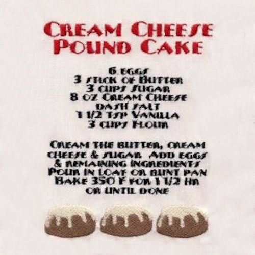 Cream Cheese Pound Cake Machine Embroidery Design