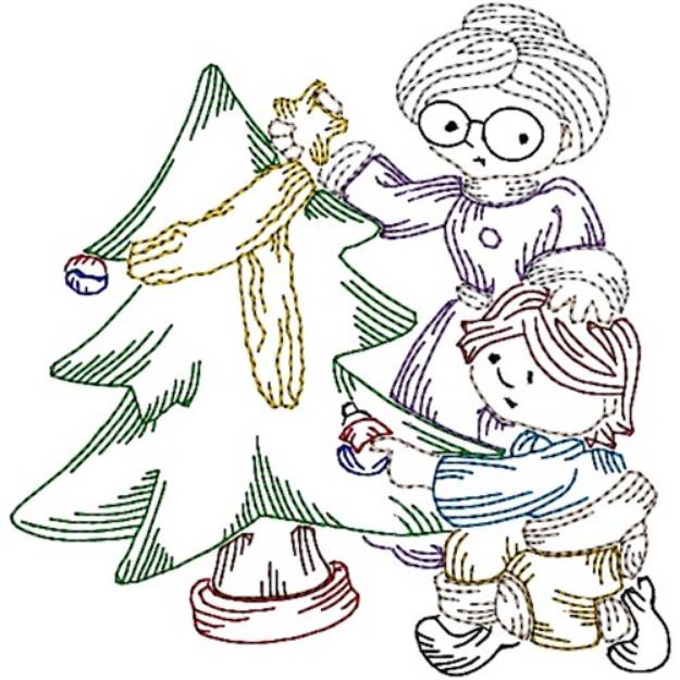 Picture of Christmas Granny Color Lines Machine Embroidery Design