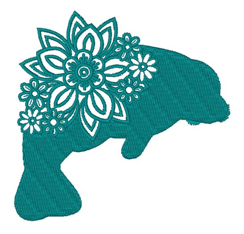 Floral Manatee Machine Embroidery Design