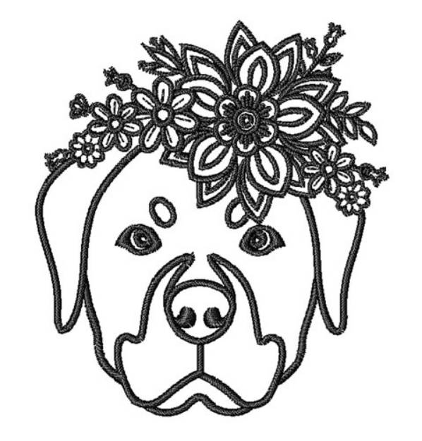 Picture of Floral Rottweiler Outline Machine Embroidery Design