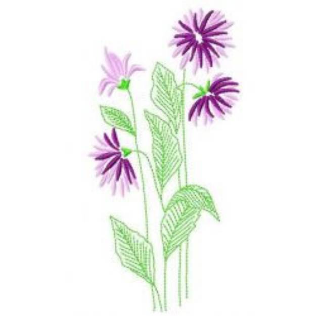 Picture of Violet Flowers Machine Embroidery Design