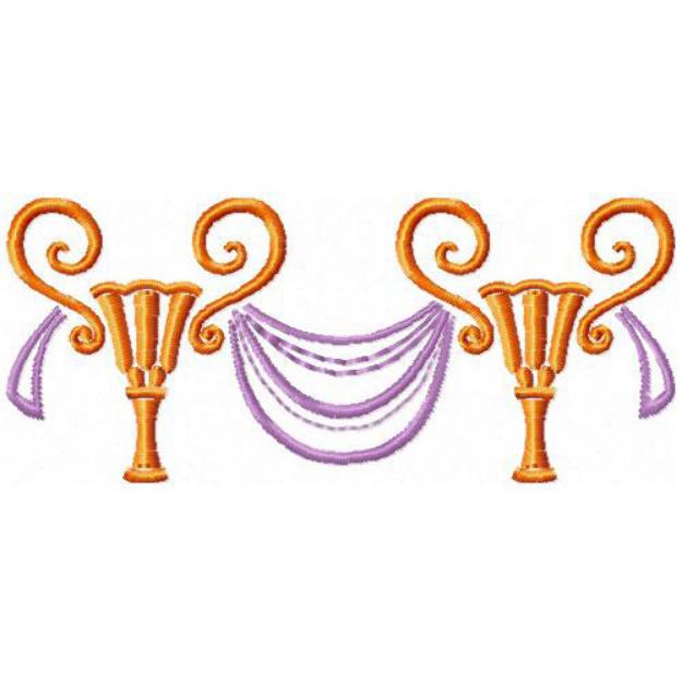 Picture of Two Loving Cups & Scarf Machine Embroidery Design