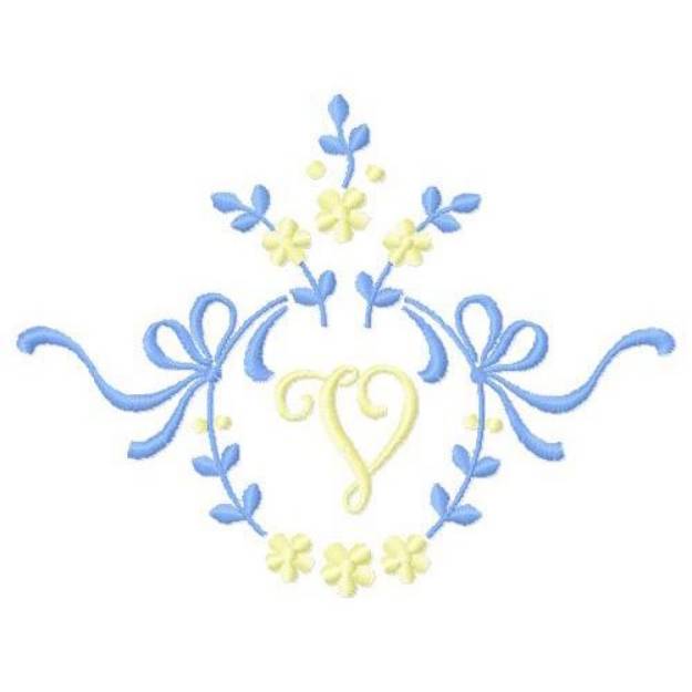 Picture of Floral Monogram V Machine Embroidery Design