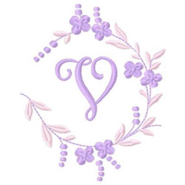 Picture of Floral Monogram V Machine Embroidery Design