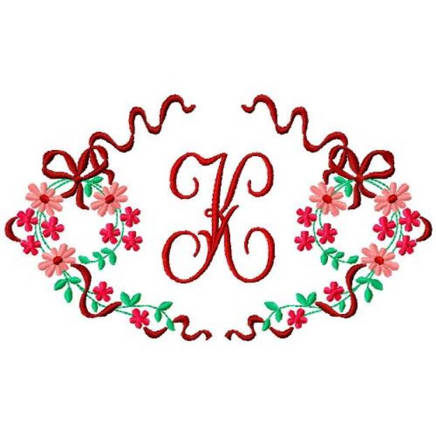 Picture of Floral Monogram K Machine Embroidery Design