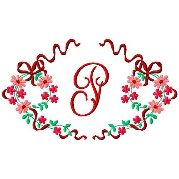 Picture of Floral Monogram P Machine Embroidery Design