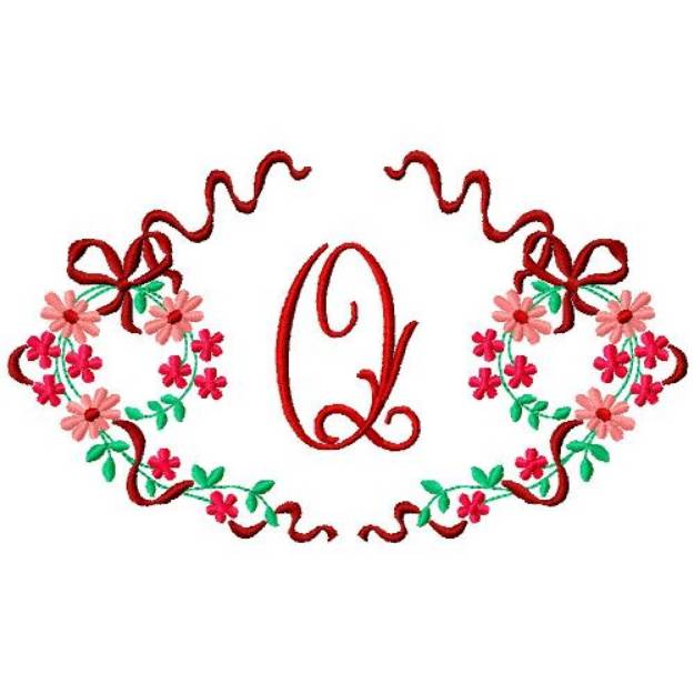 Picture of Floral Monogram Q Machine Embroidery Design